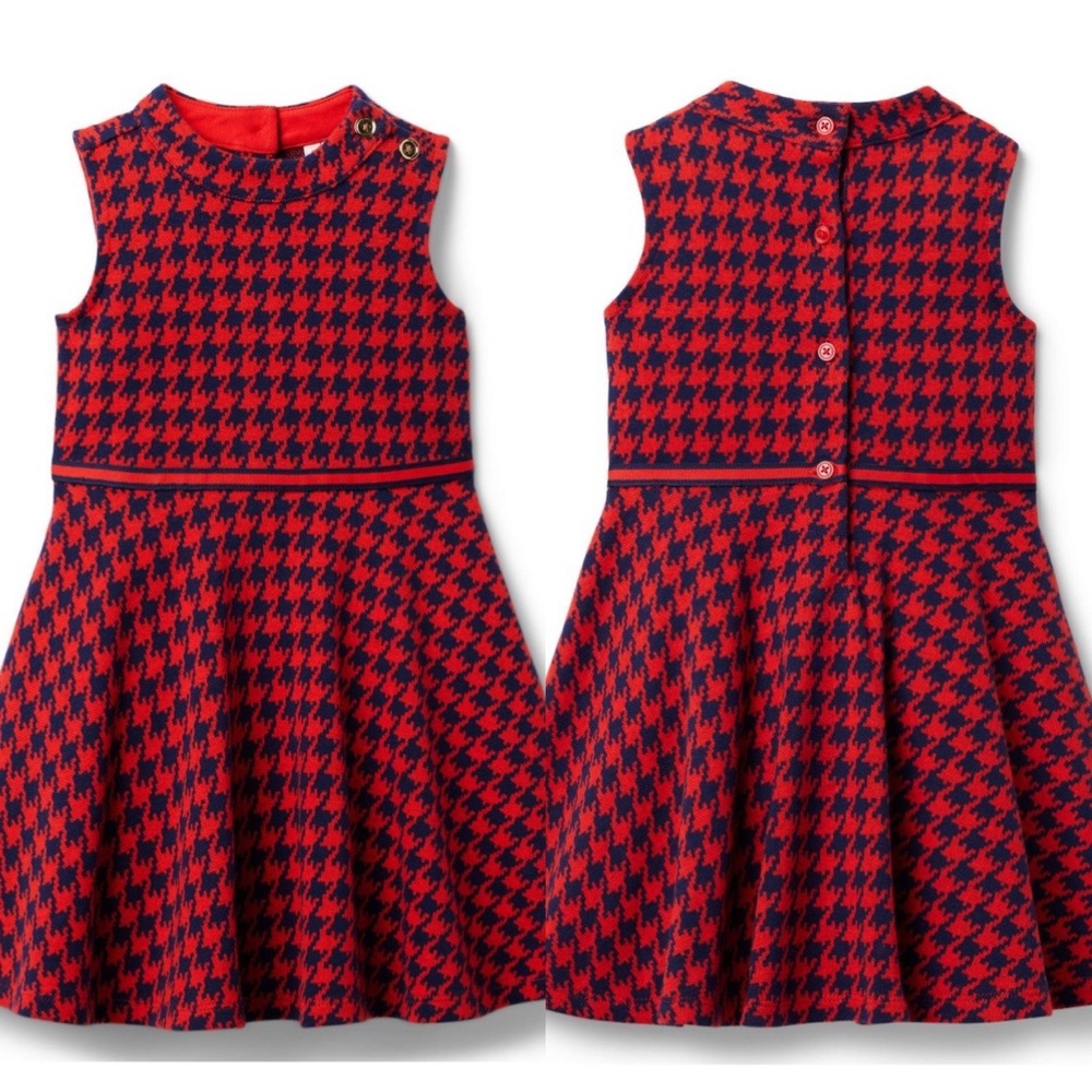 Janie and Jack NWT Funny Valentine Houndstooth Dress Girls 12-18 Months